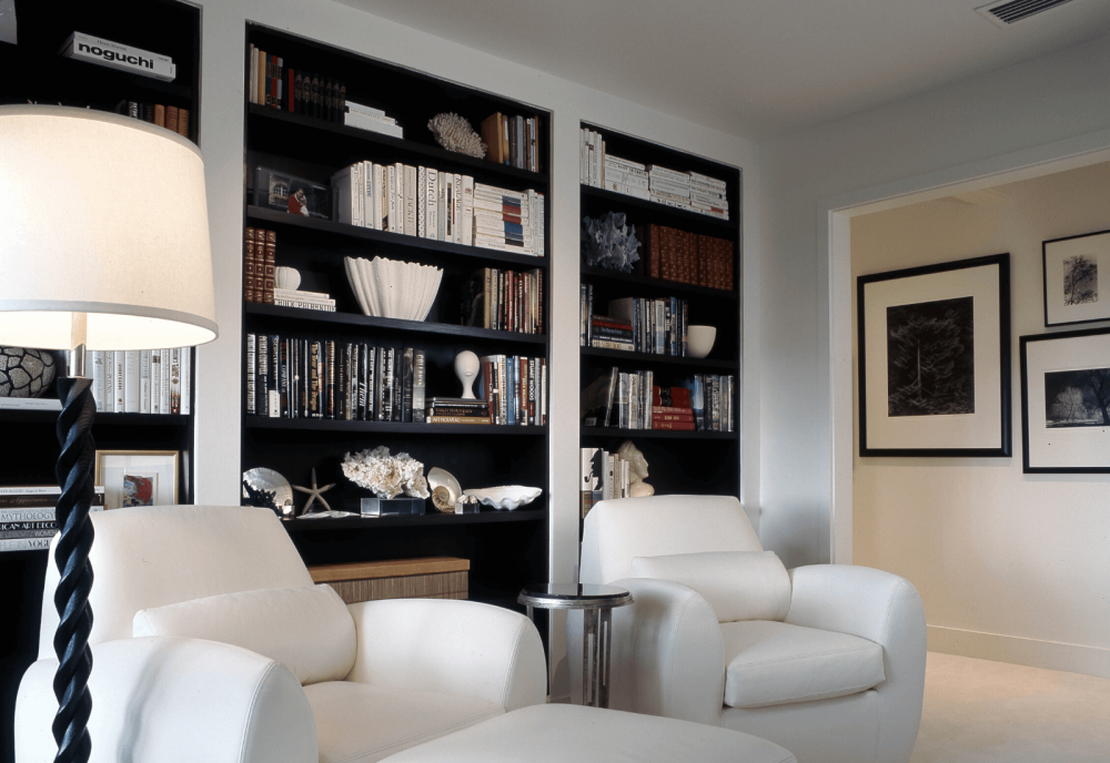 Home library with white furniture Sea Island