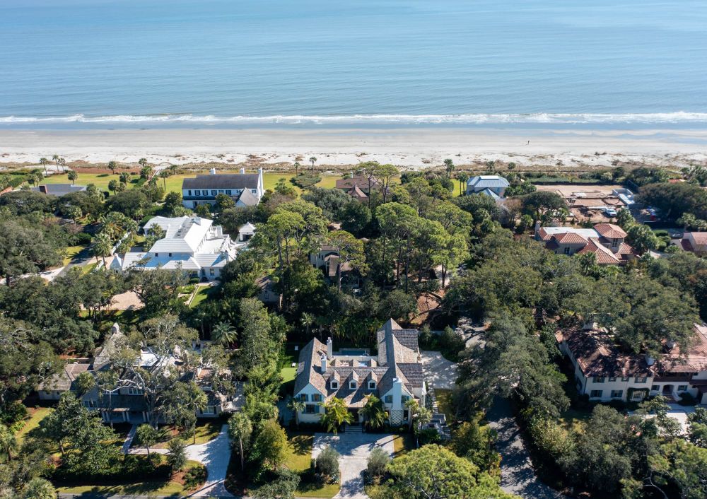 Arial photo of luxury home near the beach on Sea Island, Georgia.