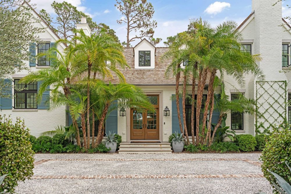 Entrance to custom luxury home on Sea Island, Georgia.