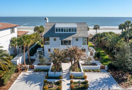 Entrance to custom luxury home on Sea Island, Georgia.