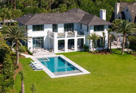Entrance to custom luxury home on Sea Island, Georgia.