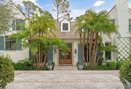 Entrance to custom luxury home on Sea Island, Georgia.